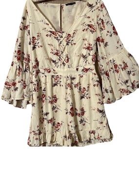 American Eagle Romper M Boho Hippie Floral Rayon Shortalls Cottagecore Shorts